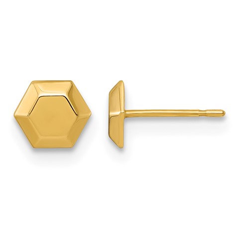 10k Polished Hexagon Post Earrings