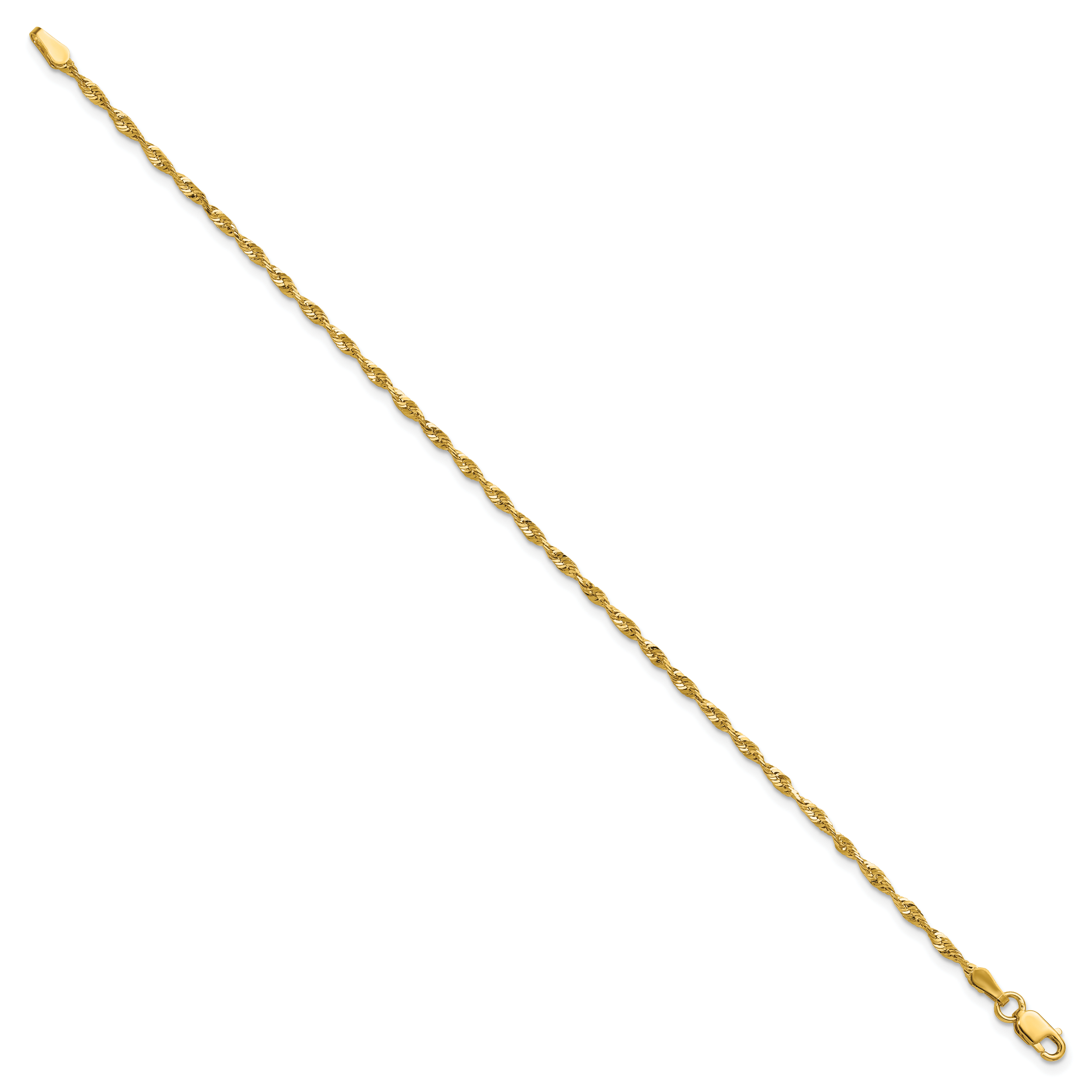 2.0mm Ultra Diamond-Cut Lightweight Rope Chain Anklet 10k Yellow Gold 9 inch main product image