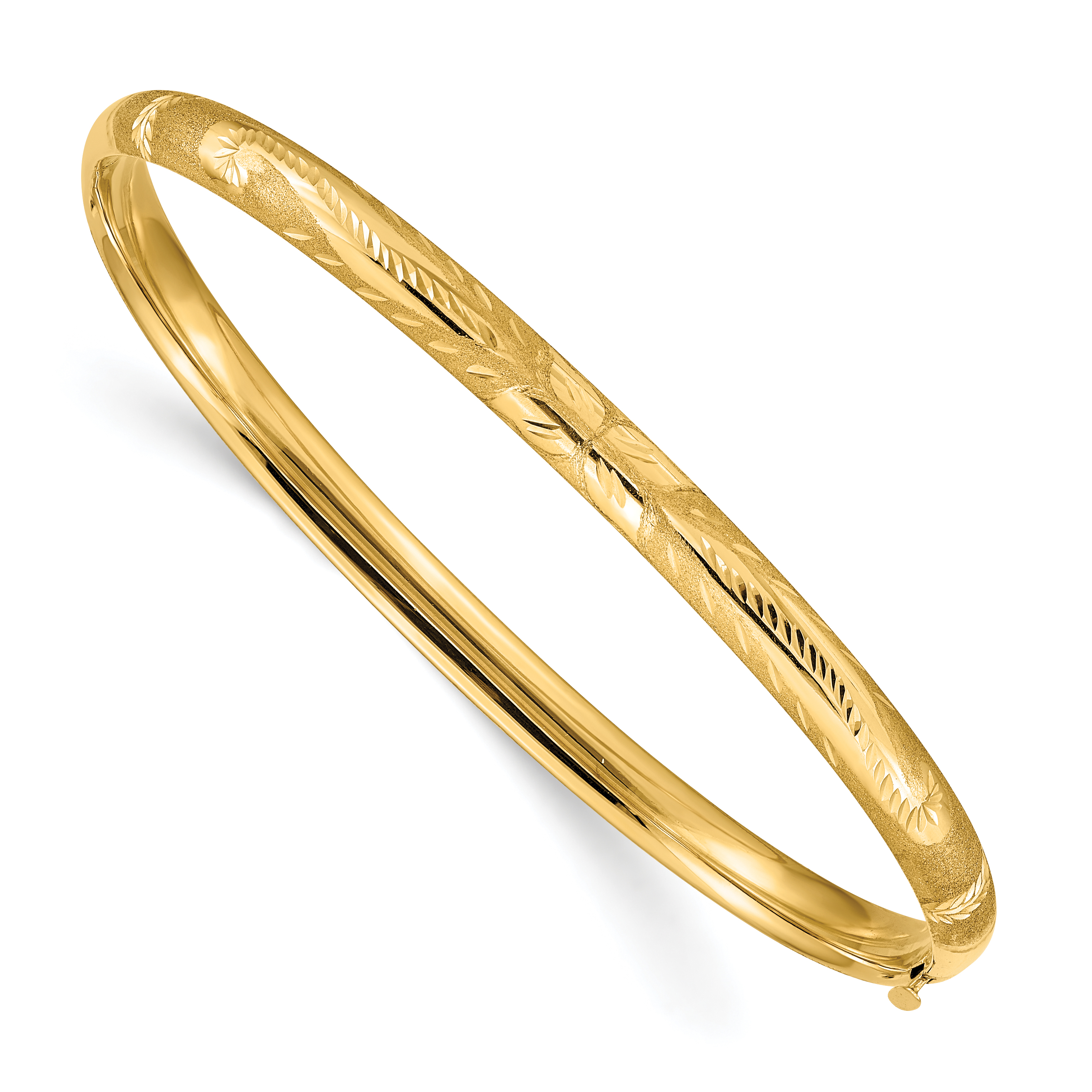 10k 3/16 Florentine Engraved 5mm Hinged Bangle Bracelet
