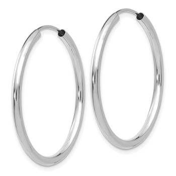 10k White Gold Polished Endless 2mm Hoop Earrings — alternate view