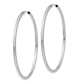 10k White Gold Polished Endless 2mm Hoop Earrings — alternate view