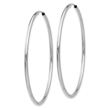 10k White Gold Polished Endless 2mm Hoop Earrings — alternate view