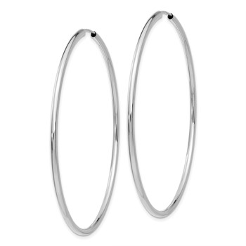10k White Gold Polished Endless 2mm Hoop Earrings — alternate view