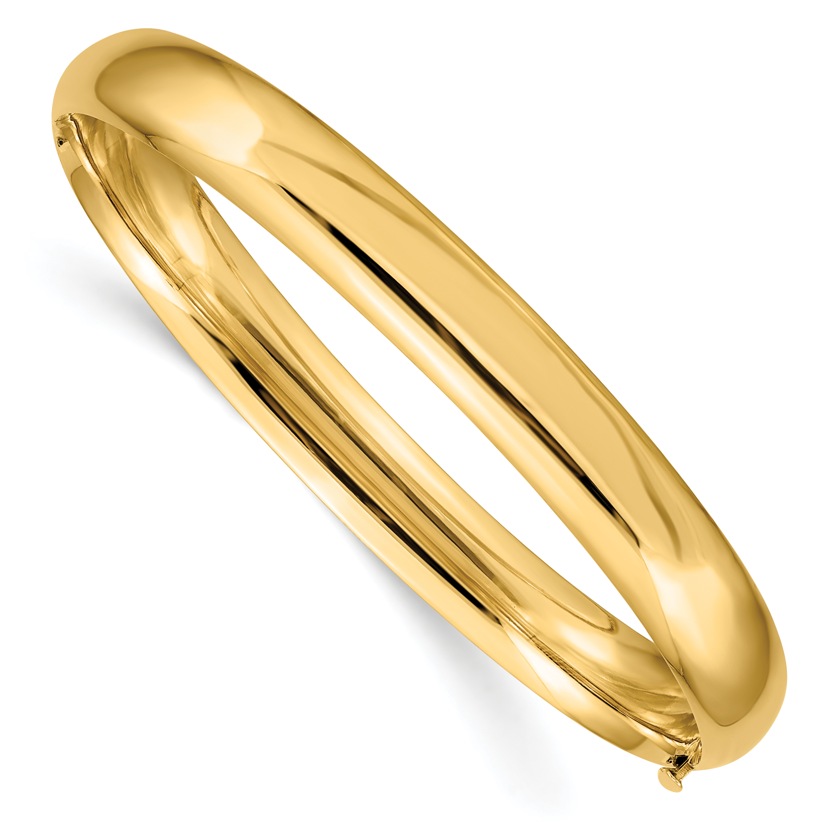 10k 5/16 High Polished 8mm Hinged Bangle Bracelet