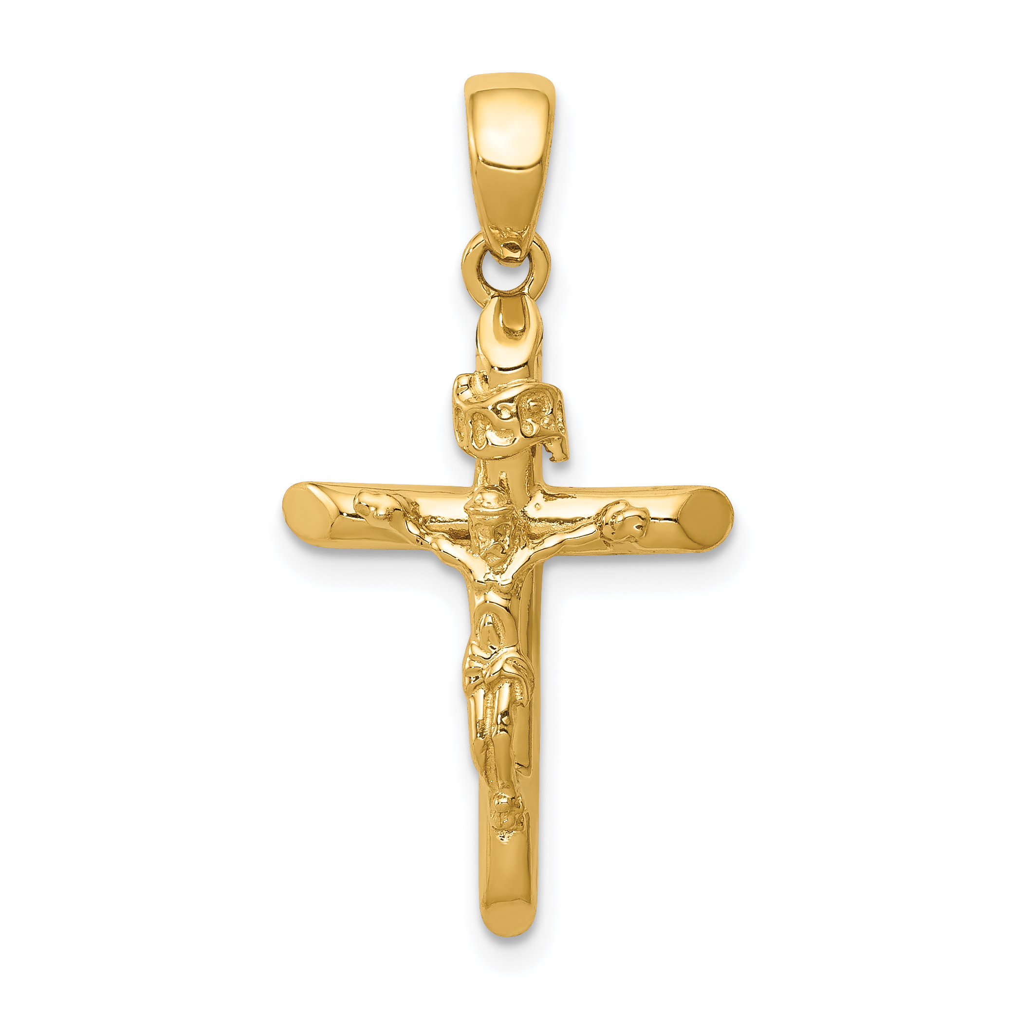 10K Polished 2-D Crucifix Pendant