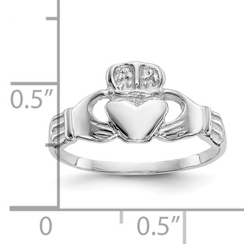 10k White Gold Polished Claddagh Ring — alternate view