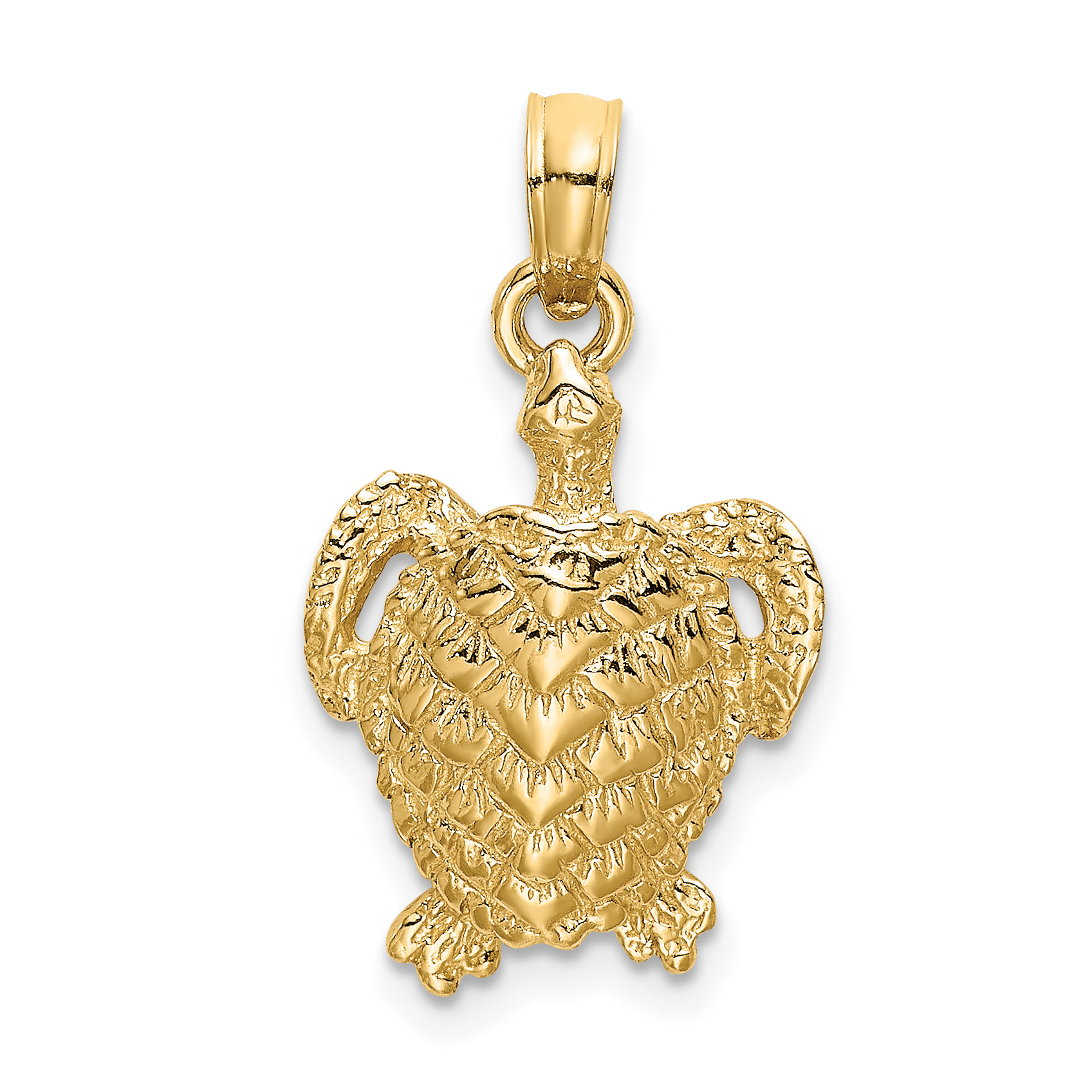 14k Diamond-cut Polished Sea Turtle Pendant - Quality Gold