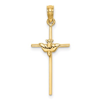 10K Dove On Stick Cross Charm