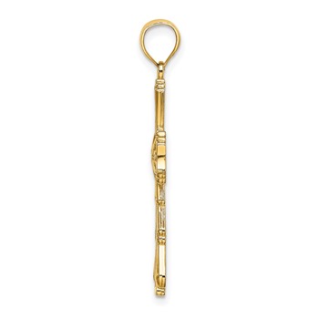 10K Cut-Out w/ Teardrop Sides Cross Charm — alternate view