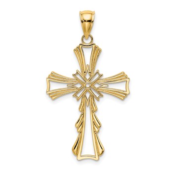 10K Cut-Out w/ Teardrop Sides Cross Charm