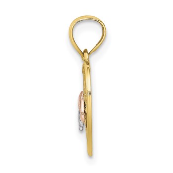 10K Two-tone with Rhodium Double Dolphins On Woven Heart Charm — alternate view