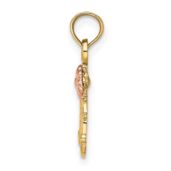 10k Two-Tone Textured Scroll w/ Flower MOM Charm — alternate view