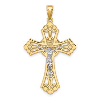 10K Two-tone Cut-Out Crucifix Charm
