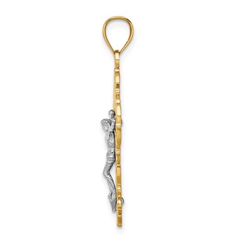 10K Two-Tone w/Lace Trim Crucifix Charm — alternate view