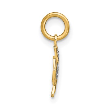 10K w/Rhodium and D/C Hearts In Cross Charm — alternate view