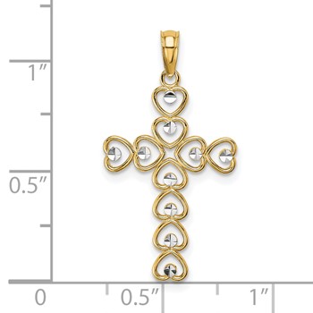 10K w/ Rhodium Hearts/Cross Pendant — alternate view