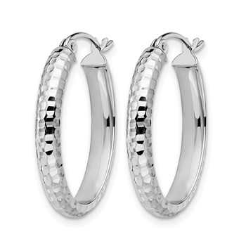 Leslie's 10K White Gold D/C Oval Hinged Hoop Earrings — alternate view