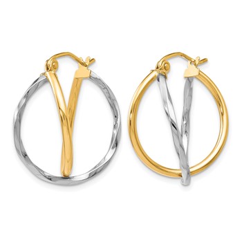 Leslie's 10K Two-Tone Hinged Hoop Earrings — alternate view
