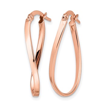 Leslie's 10K Rose Gold Polished Hinged Hoop Earrings — alternate view