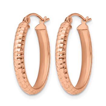 Leslie's 10K Rose Gold D/C Oval Hinged Hoop Earrings — alternate view