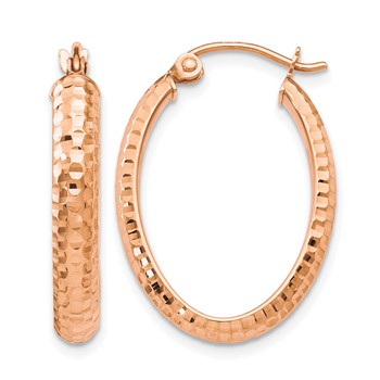 Leslie's 10K Rose Gold D/C Oval Hinged Hoop Earrings