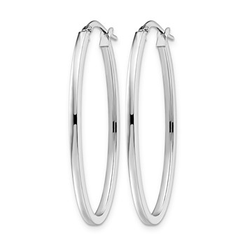 Leslie's 10K White Gold Polished Oval Hinged Hoop Earrings — alternate view