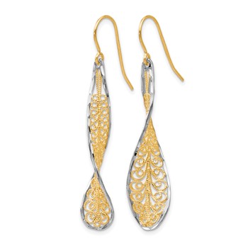 Leslie's 10K Two-tone D/C Dangle Shepherd Hook Earrings — alternate view