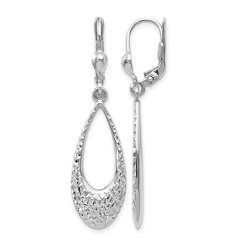 Leslie's 10K White Gold Polished and D/C Leverback Earrings
