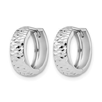 Leslie's 10K White Gold Polished and D/C Hoop Earrings — alternate view
