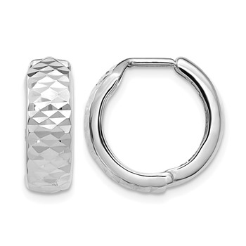 Leslie's 10K White Gold Polished and D/C Hoop Earrings