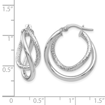 Leslie's 10K White Gold Polished and Textured Fancy Hoop Earrings — alternate view