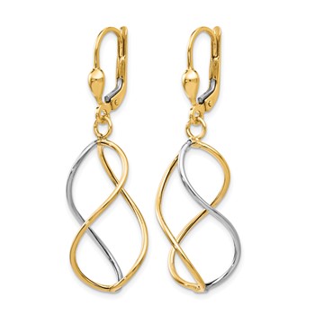 Leslie's 10K Yellow with Rhodium Polished Leverback Earrings — alternate view