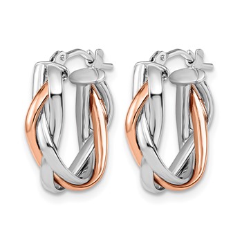 Leslie's 10K with White Rhodium and Rose Gold Plating Braided Hoop Earrings — alternate view