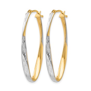 Leslie's 10K Gold White Rhodium-plated D/C Hoop Earrings — alternate view