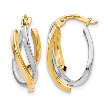 Leslie's 10K Two-tone Polished Twisted Hoop Earrings