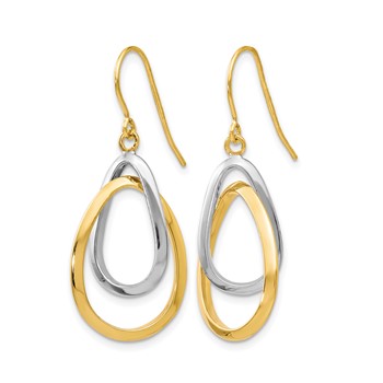 Leslie's 10K Two-tone Polished Shepherd Hook Dangle Earrings — alternate view