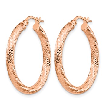 Leslie's 10K 3x20 Rose Gold D/C Round Hoop Earrings — alternate view