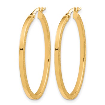 Leslie's 10K Brushed and Polished Oval Hoop Earrings — alternate view