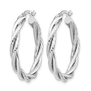 Leslie's 10K White Gold Polished Twisted Hoop Earrings — alternate view
