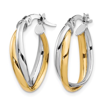 Leslie's 10K with Rhodium Polished Hoop Earrings — alternate view