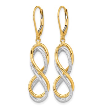 Leslie's 10K w/ White Rhodium Polished Textured Infinity Leverback Earrings — alternate view