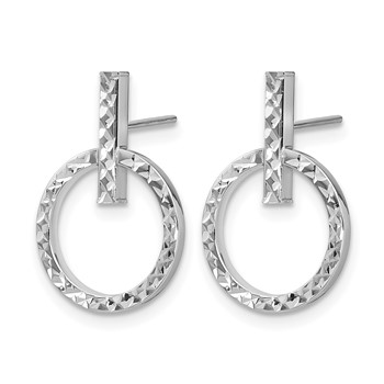 Leslie's 10K with White Rhodium Plating Polished D/C Post Dangle Earrings — alternate view