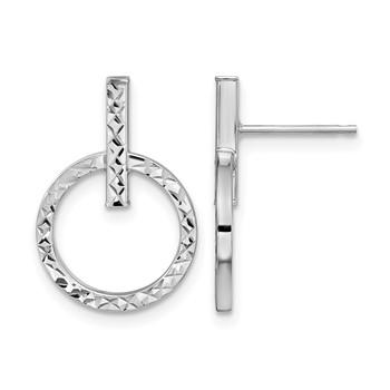 Leslie's 10K with White Rhodium Plating Polished D/C Post Dangle Earrings
