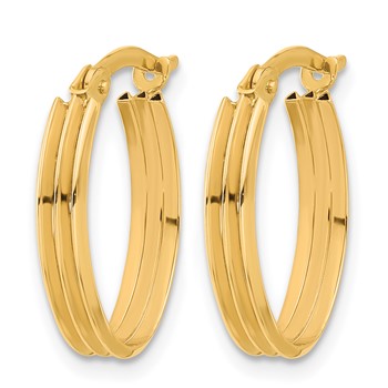 Leslie's 10K Polished and Grooved Oval Hoop Earrings — alternate view