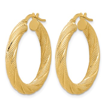 Leslie's 10K Polished and Textured Round Hoops — alternate view
