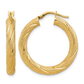 Leslie's 10K Polished and Textured Round Hoops