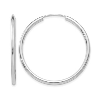 Leslie's 10k White Gold Polished Endless 2mm Hoop Earrings