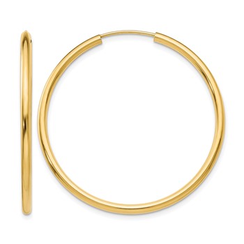 Leslie's 10k Polished Round Endless 2mm Hoop Earrings