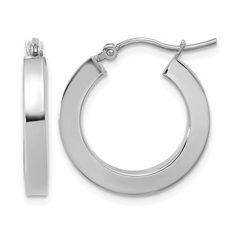 Leslie's 10k White Gold 3mm Polished Square Tube Hoop Earrings