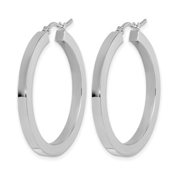Leslie's 10k White Gold 3mm Polished Square Tube Hoop Earrings — alternate view